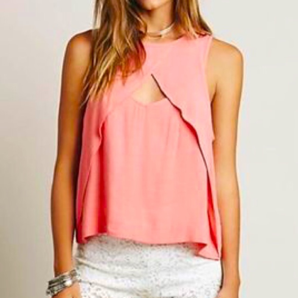 NWT Free People Coral Look Through Top Tank